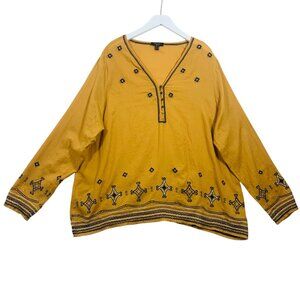 Boho long sleeve blouse mustard yellow size xl top